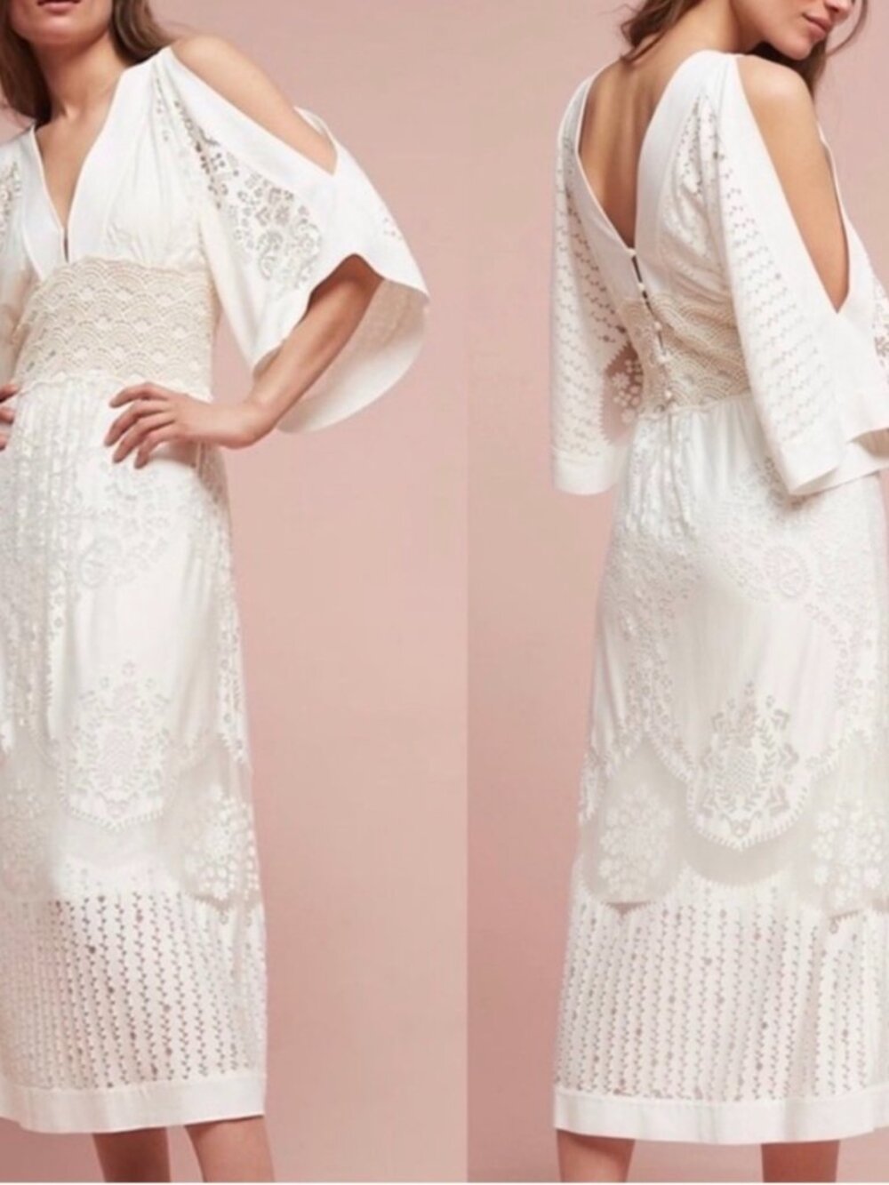 NWT Farm Rio Anthropologie Solana Dress L Boho Cottage Prairie Bridal Elopement